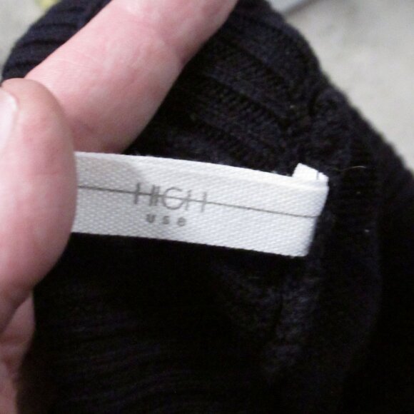 HIGH Womens S Navy Blue Wool Turtleneck Short Sweater Long Sleeve Lightweight - Picture 12 of 16